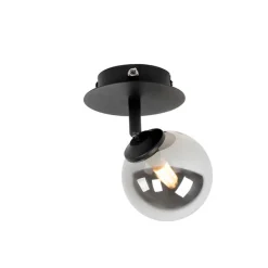 QAZQA Deckenstrahler|Aufbaustrahler*Rural spot schwarz verstellbar mit Rauchglas - Athen