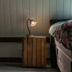 QAZQA Küchenlampen|Tischlampen*Rustikale Tischleuchte Rostbraun mit Holzfuß - Rax