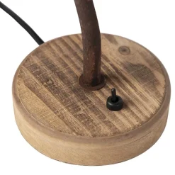 QAZQA Küchenlampen|Tischlampen*Rustikale Tischleuchte Rostbraun mit Holzfuß - Rax