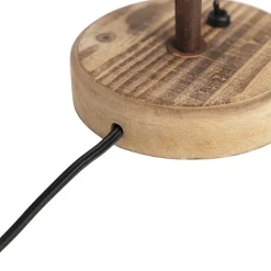 QAZQA Küchenlampen|Tischlampen*Rustikale Tischleuchte Rostbraun mit Holzfuß - Rax