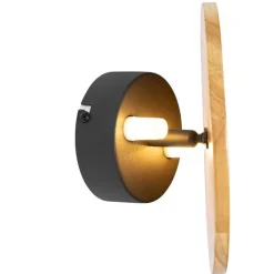 QAZQA Schlafzimmerlampen|Küchenlampen*Rustikale Wandleuchte Holz Rund Neigbar - Pulley