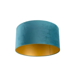 QAZQA Lampenschirme*Samt Lampenschirm blau 50/50/25 mit goldener Innenseite