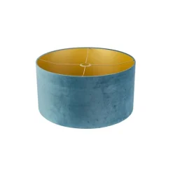 QAZQA Lampenschirme*Samt Lampenschirm blau 50/50/25 mit goldener Innenseite