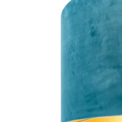 QAZQA Lampenschirme*Samt Lampenschirm blau 50/50/25 mit goldener Innenseite