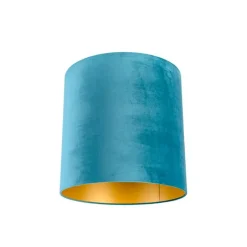 QAZQA Lampenschirme*Samt Lampenschirm blau 40/40/40 mit goldener Innenseite