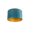 QAZQA Lampenschirme*Samt Lampenschirm blau 35/35/20 mit goldener Innenseite