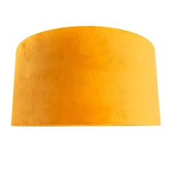 QAZQA Lampenschirme*Samt Lampenschirm Gelb 50/50/25 mit goldener Innenseite