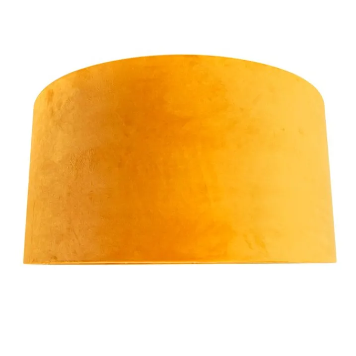 QAZQA Lampenschirme*Samt Lampenschirm Gelb 50/50/25 mit goldener Innenseite