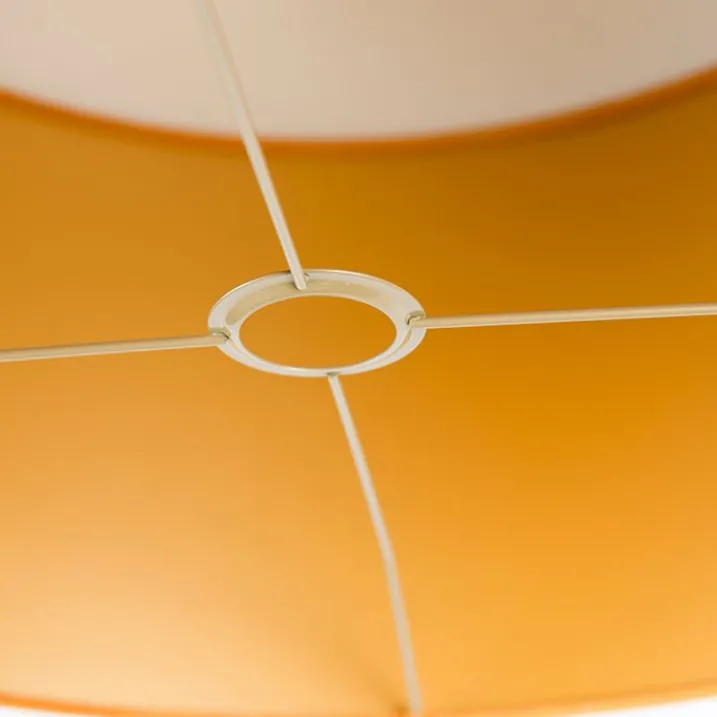 QAZQA Lampenschirme*Samt Lampenschirm Gelb 50/50/25 mit goldener Innenseite