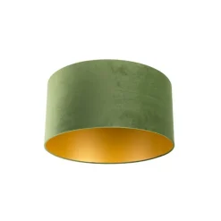 QAZQA Lampenschirme*Samt Lampenschirm Grün 50/50/25 mit goldener Innenseite