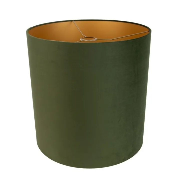 QAZQA Lampenschirme*Samt Lampenschirm Grün 40/40/40 mit goldener Innenseite