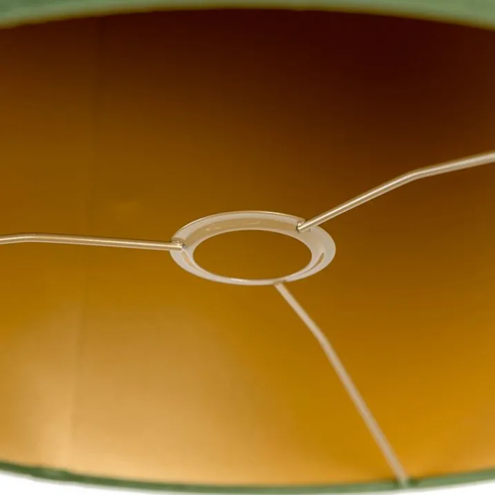 QAZQA Lampenschirme*Samt Lampenschirm Grün 40/40/40 mit goldener Innenseite