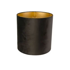 QAZQA Lampenschirme*Samt Lampenschirm schwarz 40/40/40 mit goldener Innenseite