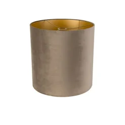 QAZQA Lampenschirme*Samt Lampenschirm Taupe 40/40/40 mit goldener Innenseite