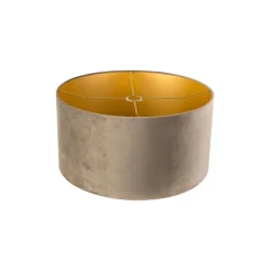 QAZQA Lampenschirme*Samt Lampenschirm Taupe 50/50/25 mit goldener Innenseite