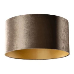 QAZQA Lampenschirme*Samtlampenschirm Braun mit goldener Innenseite 50/50/25