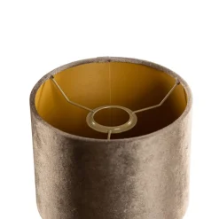 QAZQA Lampenschirme*Samtlampenschirm Braun mit goldener Innenseite 18/18/14