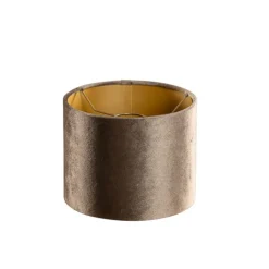 QAZQA Lampenschirme*Samtlampenschirm Braun mit goldener Innenseite 18/18/14