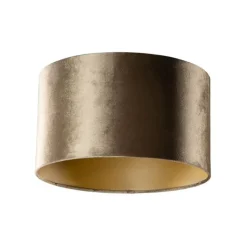 QAZQA Lampenschirme*Samtlampenschirm Bronze mit goldener Innenseite 35/35/20