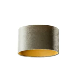 QAZQA Lampenschirme*Samtlampenschirm grün mit goldener Innenseite oval 25/16/15