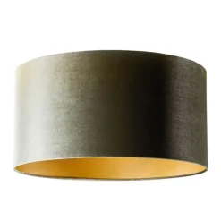 QAZQA Lampenschirme*Samtlampenschirm grün mit goldener Innenseite 50/50/25