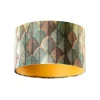 QAZQA Lampenschirme*Samtlampenschirm mit Blattdesign und goldener Innenseite 35/35/20