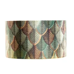 QAZQA Lampenschirme*Samtlampenschirm mit Blattdesign und goldener Innenseite 35/35/20