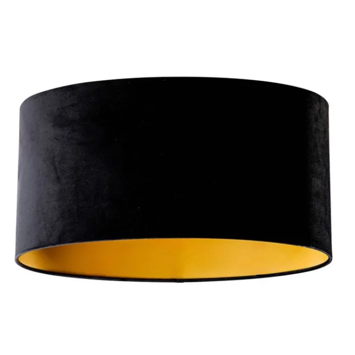 QAZQA Lampenschirme*Samtlampenschirm schwarz oval 50/33/25