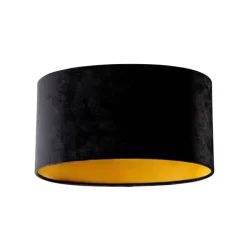 QAZQA Lampenschirme*Samtlampenschirm schwarz oval 35/23/18