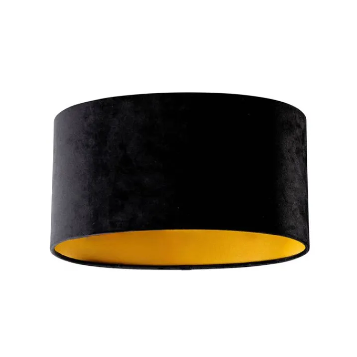 QAZQA Lampenschirme*Samtlampenschirm schwarz oval 35/23/18