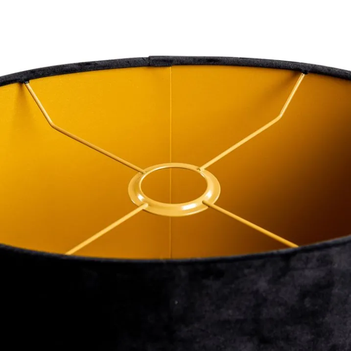 QAZQA Lampenschirme*Samtlampenschirm schwarz oval 35/23/18