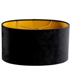 QAZQA Lampenschirme*Samtlampenschirm schwarz oval 35/23/18