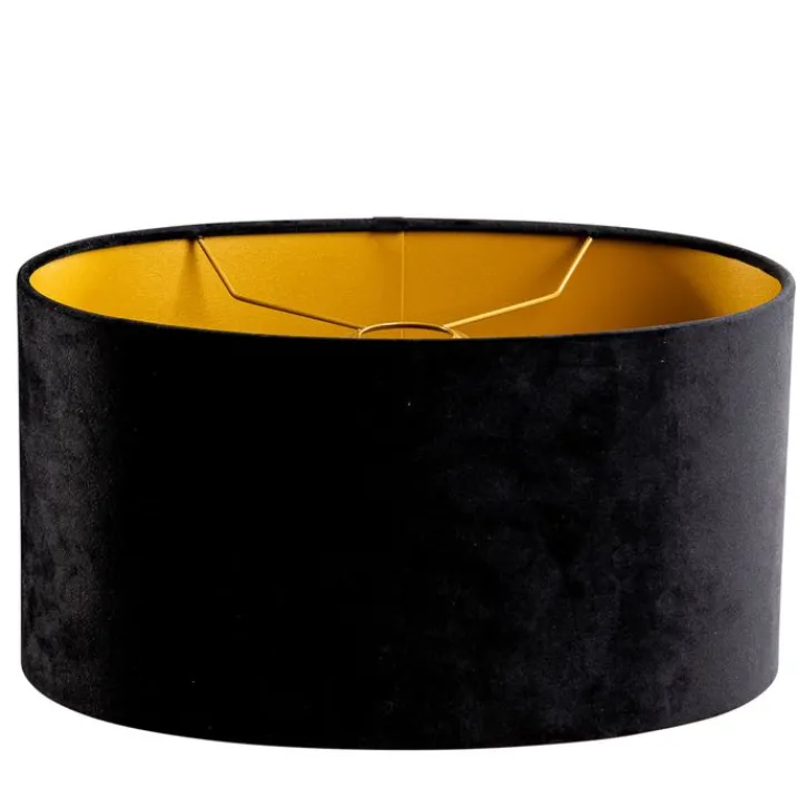 QAZQA Lampenschirme*Samtlampenschirm schwarz oval 35/23/18