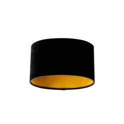 QAZQA Lampenschirme*Samtlampenschirm schwarz oval 25/16/15