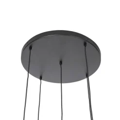 QAZQA Smarte Pendelleuchten|Pendelleuchten*Schicke Hängelampe Schwarz mit Gold mit Rauchglas inkl. 5 WiFi A60 - Zuzanna