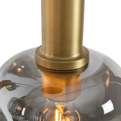 QAZQA Smarte Pendelleuchten|Pendelleuchten*Schicke Hängelampe Schwarz mit Gold mit Rauchglas inkl. 5 WiFi A60 - Zuzanna