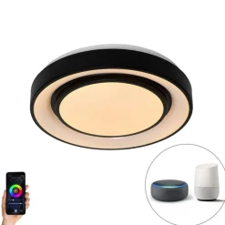 QAZQA Küchenlampen|Led-Deckenleuchten*Schicke moderne Deckenleuchte schwarz 38 cm inkl. LED und RGB - Jochie