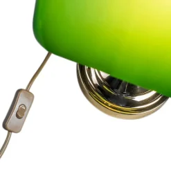 QAZQA Tischlampen|Wohnzimmerlampen*Schicke Tischleuchte aus Messing mit grünem Glas inkl. WLAN P45 - Banker