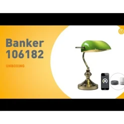 QAZQA Tischlampen|Wohnzimmerlampen*Schicke Tischleuchte aus Messing mit grünem Glas inkl. WLAN P45 - Banker