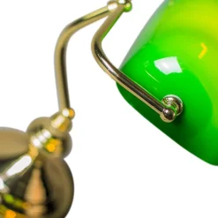 QAZQA Tischlampen|Wohnzimmerlampen*Schicke Tischleuchte aus Messing mit grünem Glas inkl. WLAN P45 - Banker