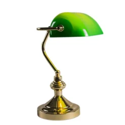 QAZQA Tischlampen|Wohnzimmerlampen*Schicke Tischleuchte aus Messing mit grünem Glas inkl. WLAN P45 - Banker