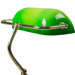 QAZQA Tischlampen|Wohnzimmerlampen*Schicke Tischleuchte aus Messing mit grünem Glas inkl. WLAN P45 - Banker