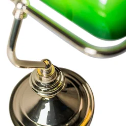 QAZQA Tischlampen|Wohnzimmerlampen*Schicke Tischleuchte aus Messing mit grünem Glas inkl. WLAN P45 - Banker