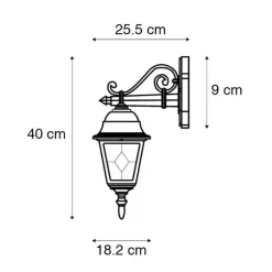 QAZQA Smarte Außenbeleuchtung|Außenwandleuchten*Schicke Vintage Außenwandlaterne Bronze inkl. Wifi A60 - Antigua