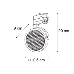 QAZQA Schlafzimmerlampen|Küchenlampen*Schienenspot Schwarz für 3-Phasen Schiene GU10 111mm - 3-Phasen Master Honey