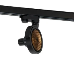 QAZQA Schlafzimmerlampen|Küchenlampen*Schienenspot Schwarz für 3-Phasen Schiene GU10 111mm - 3-Phasen Master Honey