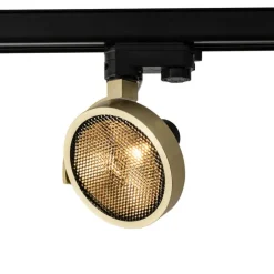 QAZQA Deckenstrahler|Aufbaustrahler*Schienenstrahler Gold für 3-Phasenschiene GU10 111mm - 3-Phasen Master Honey