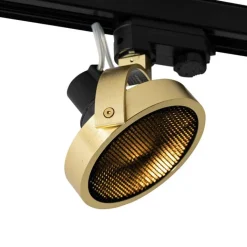 QAZQA Deckenstrahler|Aufbaustrahler*Schienenstrahler Gold für 3-Phasenschiene GU10 111mm - 3-Phasen Master Honey