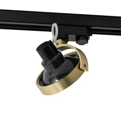 QAZQA Deckenstrahler|Aufbaustrahler*Schienenstrahler Gold für 3-Phasenschiene GU10 111mm - 3-Phasen Master Honey