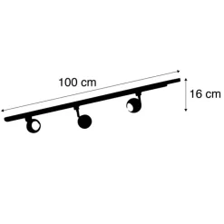 QAZQA Deckenstrahler|Aufbaustrahler*Schienensystem Gissi 3 schwarz